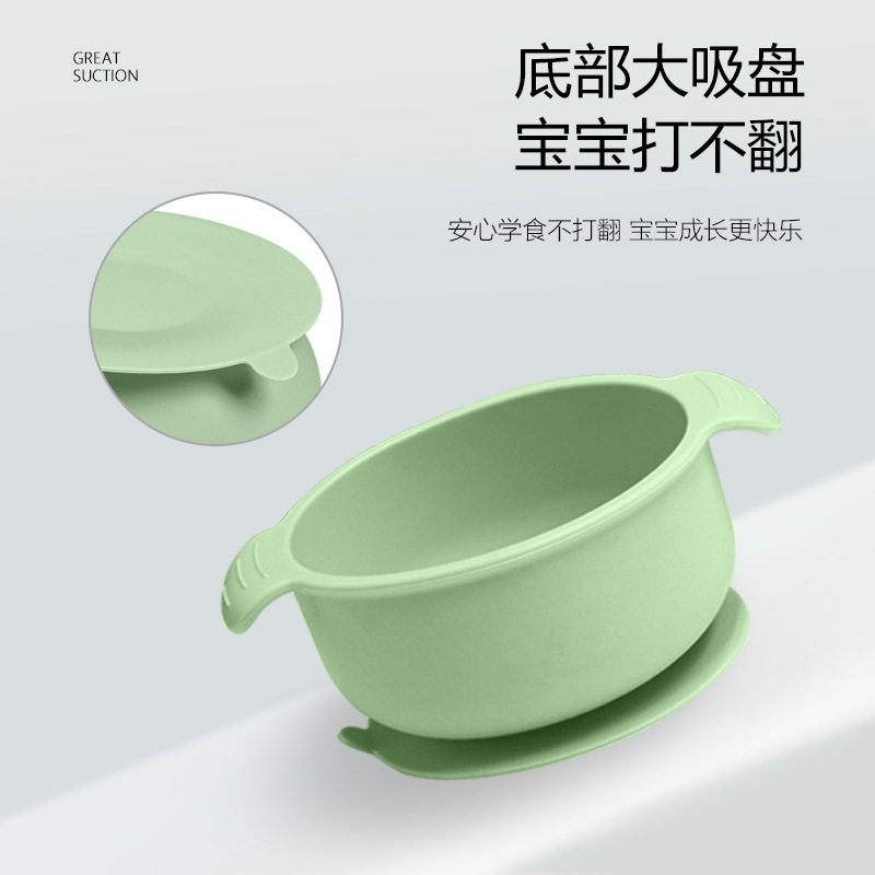 Nuevo traje de vajilla de suplemento alimenticio para niños transfronterizos Placa de silicona tazón tenedor cuchara babero taza de seis piezas conjunto de vajilla de alimentación