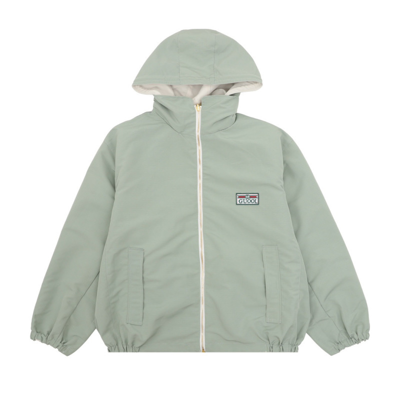2025g Home Autumn/Winter New Red and Green Tape Double-Sided Hooded Jacket for Men and Women Cross-Border High Version