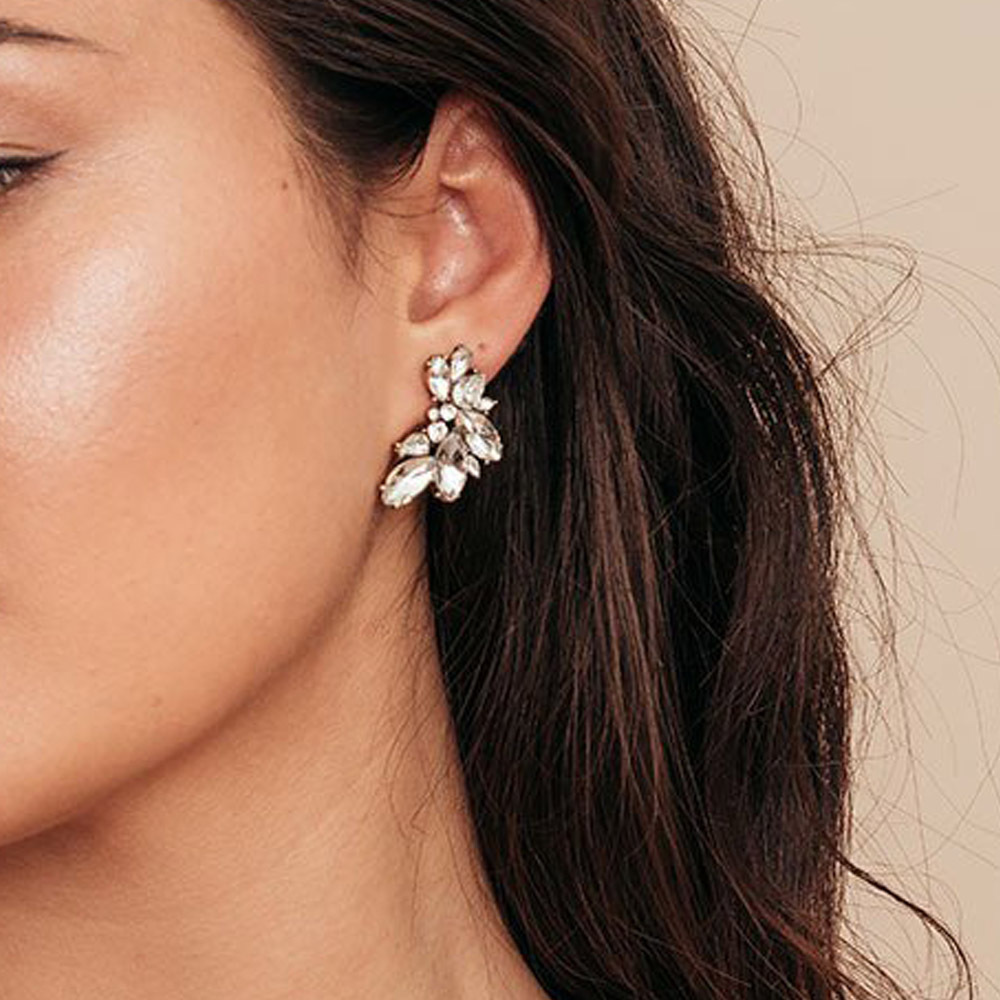 1 Pair Irregular Elegant Rhinestone Plating Ear Studs display picture 2