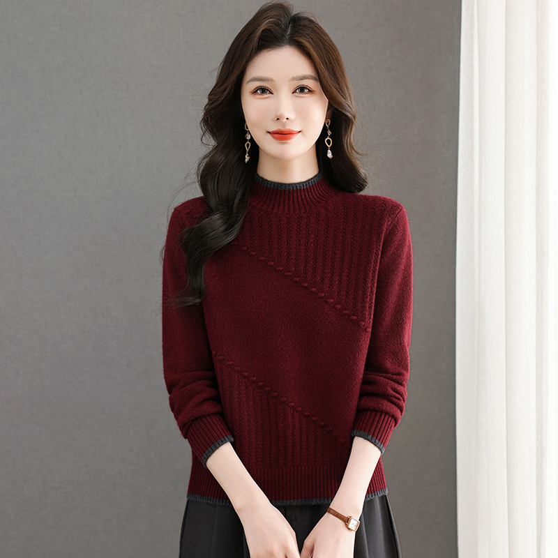 新款针织毛衣女中老年妈妈装毛衫洋气秋冬装内搭年轻款保暖打底衫，女装针织衫/毛衣，妃慕昵服饰
