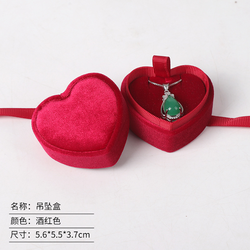 Caja de embalaje de joyas de anillo de terciopelo en forma de corazón redondo caja de joyas de terciopelo coreano caja de joyas de terciopelo Tiandi cubierta caja de joyas de cinta image 26