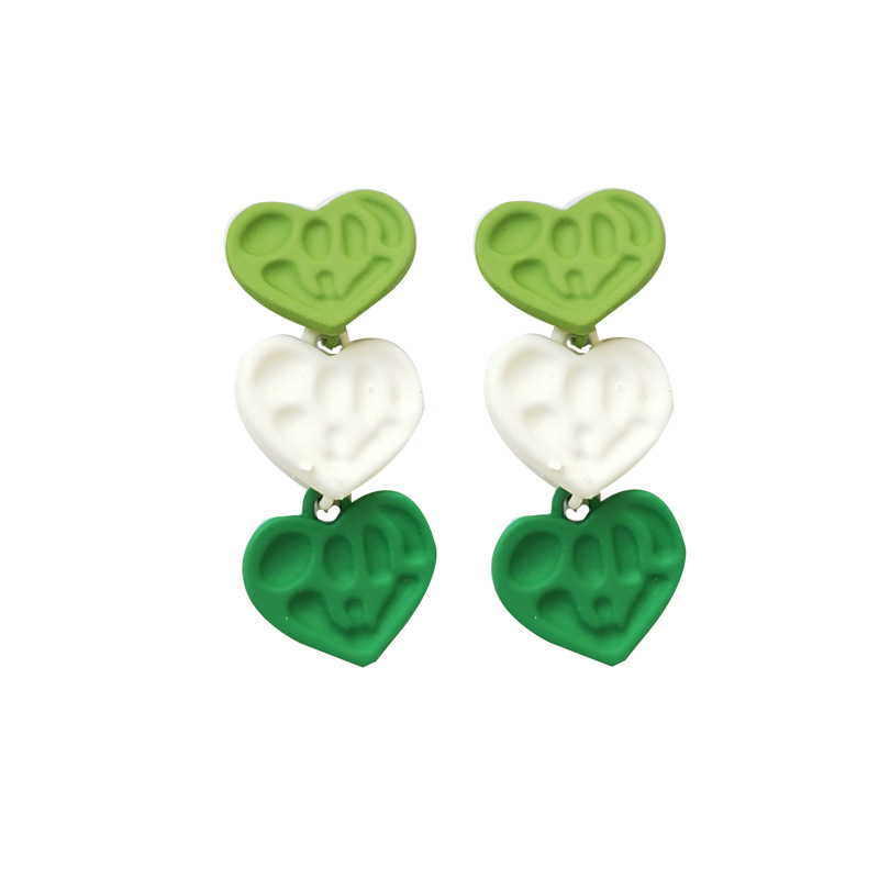 Fashion Heart Shape Alloy Stoving Varnish Drop Earrings display picture 5