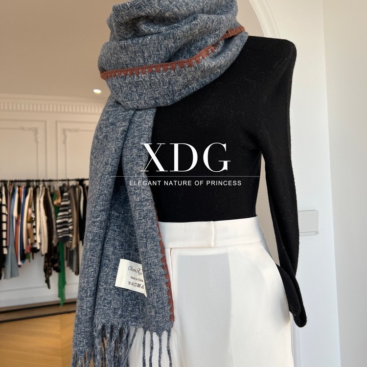 Herbst Winter mit Lockdown-Textur, High-End-Schal, großer Schal, leichter Luxus, Kontrastfarben und Wollstrick_voghion.com