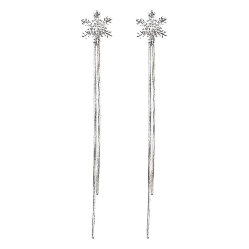 Европейские и американские серьги Snowflake женские длинные темпераментные кисточки ниша Joker 2021 Новая Мода Чистая красная линия ушей оптом