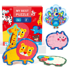 Children's Large Block Matching Puzzle Animal Vocabulary Number Fruit Vegetable Cognitive Wooden Early Education Brain Teaser Enlightenment Toy