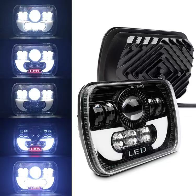 Cross-border Hot Selling 7inch Horn Square 5*7 Car LED Headlight Modification Accessories Super Bright High and Low Beam Integrated LED Car Lights
