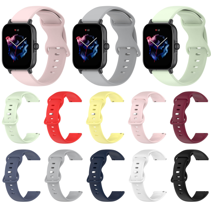 Applicable Huami watch amazfit active silicone strap bip3 pro butterfly buckle sports wrist strap 20mm