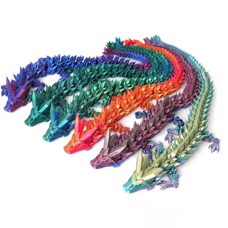 【跨境品质】3d打印水晶龙夜光彩虹水晶龙关节可活动玩具创意手办|undefined