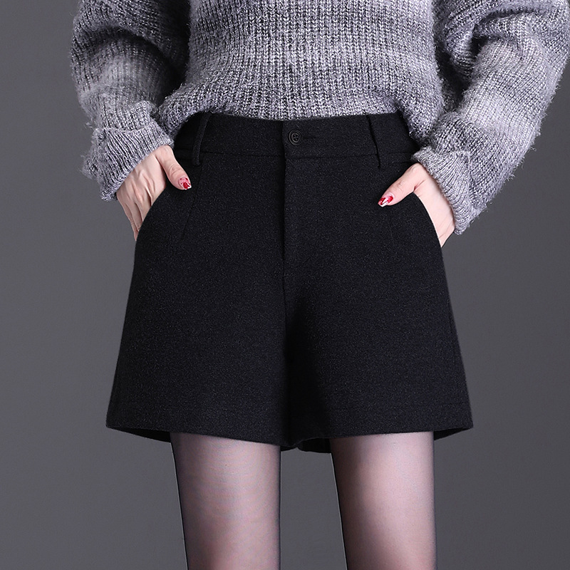 Source Factory Supply Suit Shorts Women's Autumn and Winter Outer Wear High-Waisted A-Line Wide-Leg Pants Loose Outer Wear Woolen Boot Pants