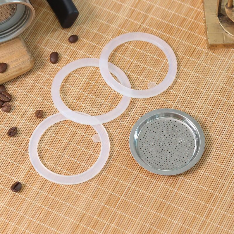 [Ma Yi Ka] Coffee Pot Accessories Silicone Ring Mocha Pot Replaces Sealing Ring with Three Leather Rings and One Mesh suit