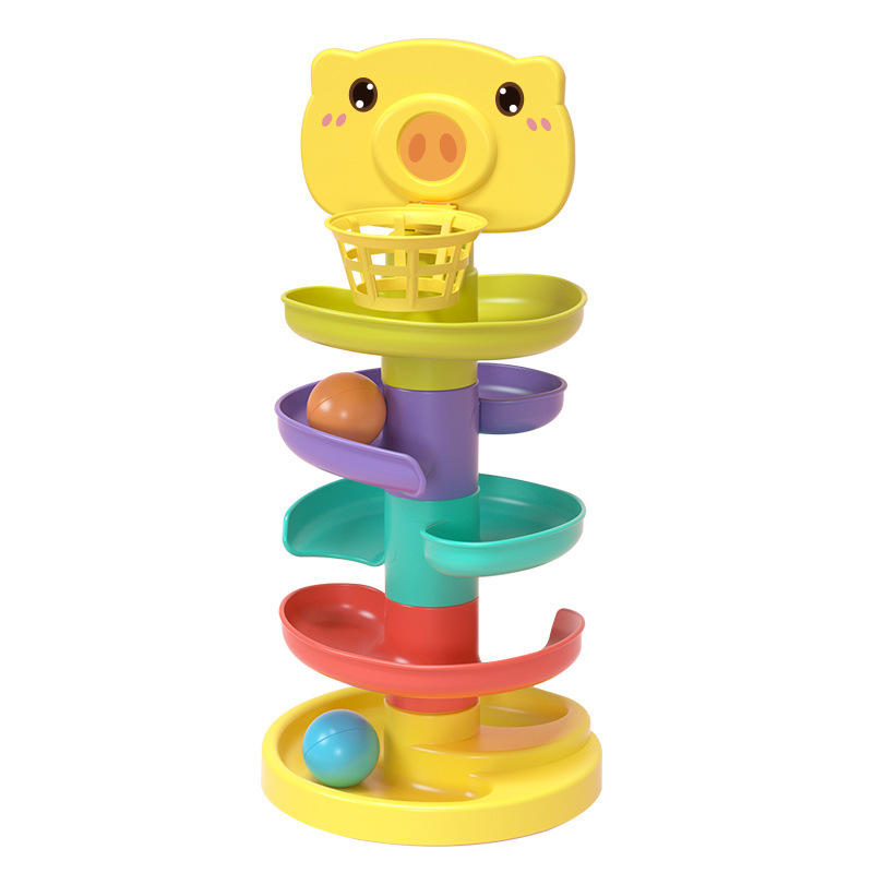 Puzzle infantil juguetes de educación temprana 0 - 3 años de bebé tiro girar girar pista rodando bola