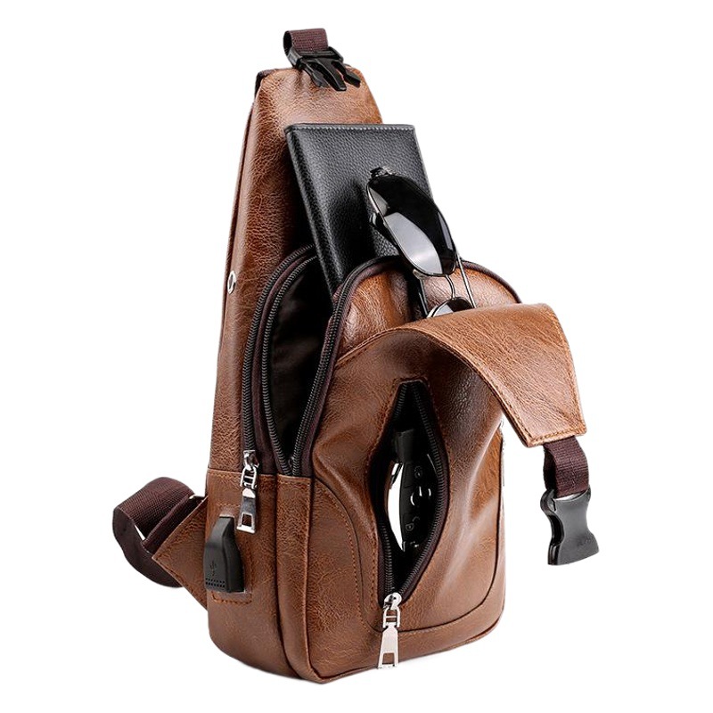 Transfronterizo de los nuevos hombres de doble tirón de gran capacidad de la moda casual todo partido de bloqueo solo hombro crossbody bolsa de pecho bolsa de ciclismo hombres