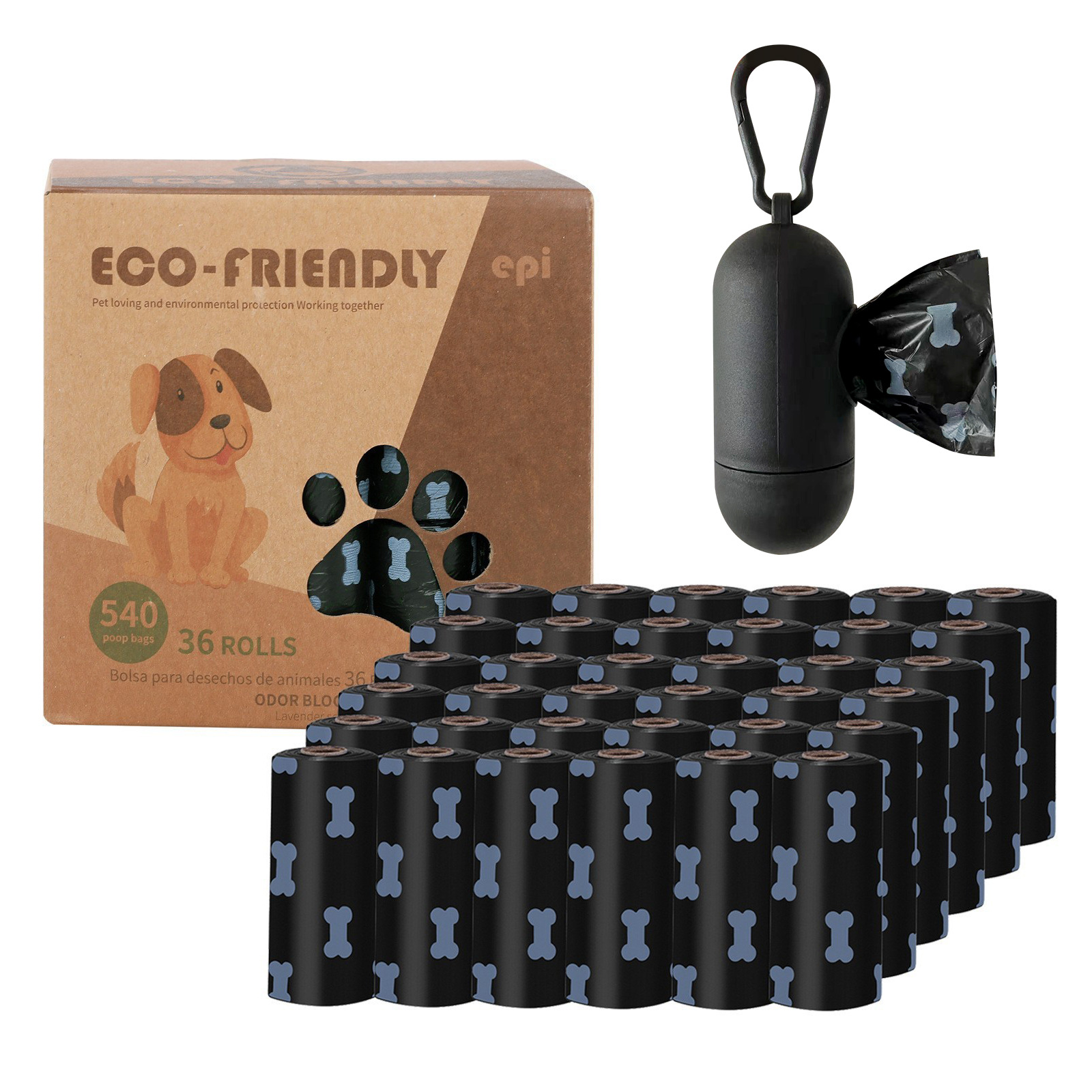 Transfronterizo spot 1.5 seda negra bolsa de basura para mascotas bolsa de heces para perros y gatos degradable bolsa de plástico caja de bolsa de heces