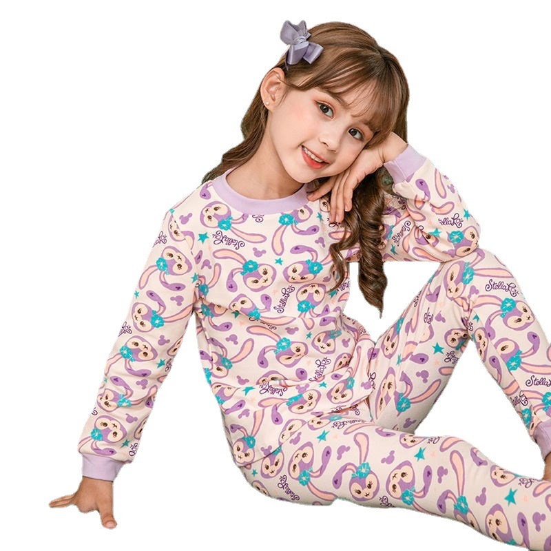 Niñas ropa interior de algodón traje Otoño e Invierno ropa de casa niños dibujos animados estrella Dai Lu Qiu manga larga Niña de manga larga Pijamas