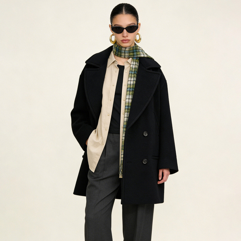 Goat Wool Woolen Coat for Women The2026Row Autumn and Winter New Style Oversized Sheep Wool Suit Loose Short Coat