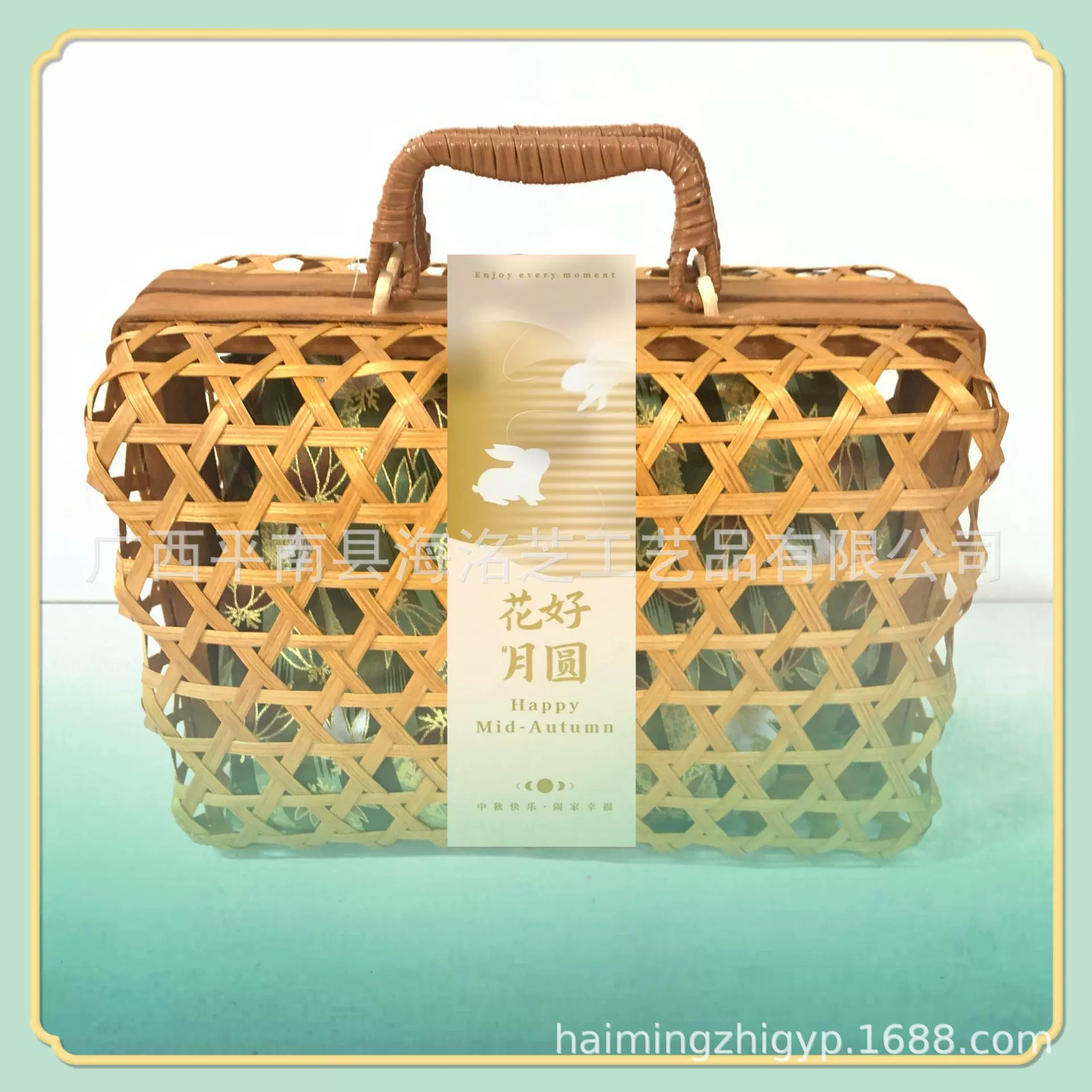 手工竹编藤编端午节中秋节月饼礼品包装盒竹篮水果野餐篮