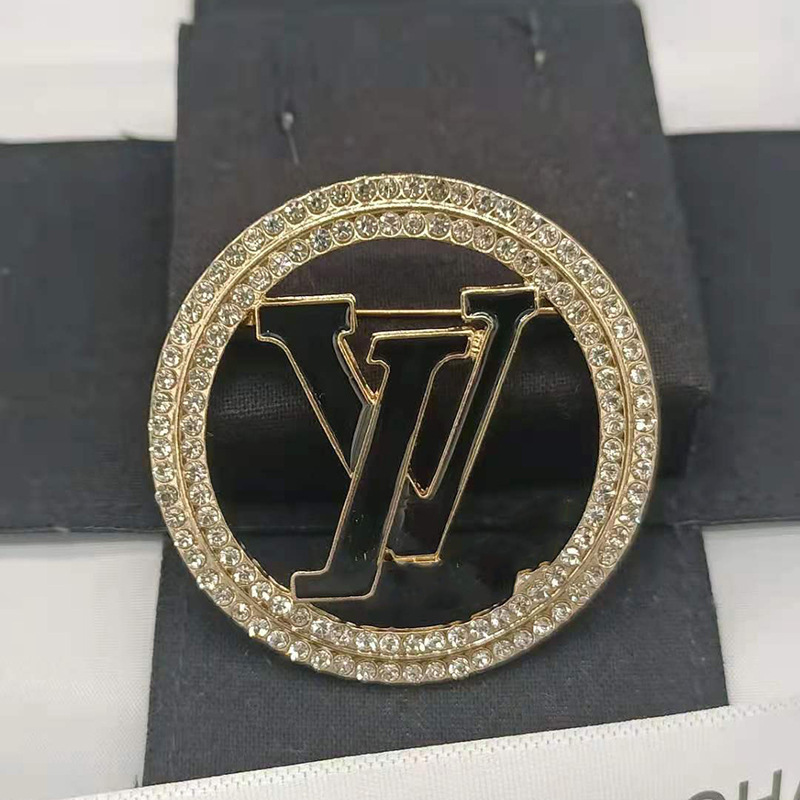 Cross-Border L Brand Brooch Exquisite Ins Light Luxury High-End Diamond-Studded Men's and Women's Suit Accessory L Brand Fashion Coat Brooch