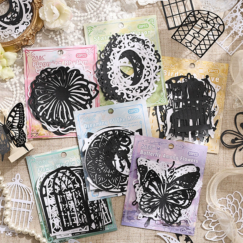 Серия Jilu Yuezhen «Плавающий силуэт»: декоративные элементы из полого картона в стиле ретро для блокнотов и DIY-проектов