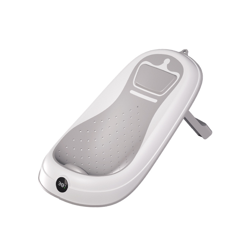 Soporte de baño de corona, baño de bebé, soporte de baño de temperatura para bebé, cama de baño de goma blanda plegable, bolsillo de red para recién nacidos