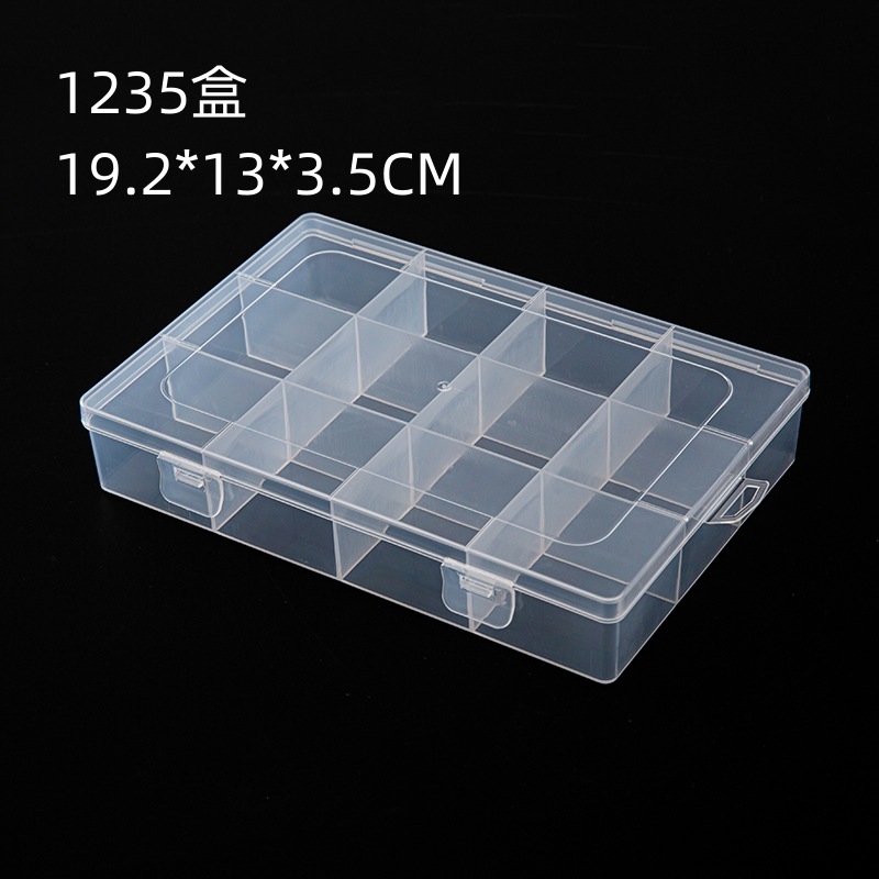 Fixed 12 grid storage display box transparent PP plastic box jewelry accessories box tools finishing box wholesale