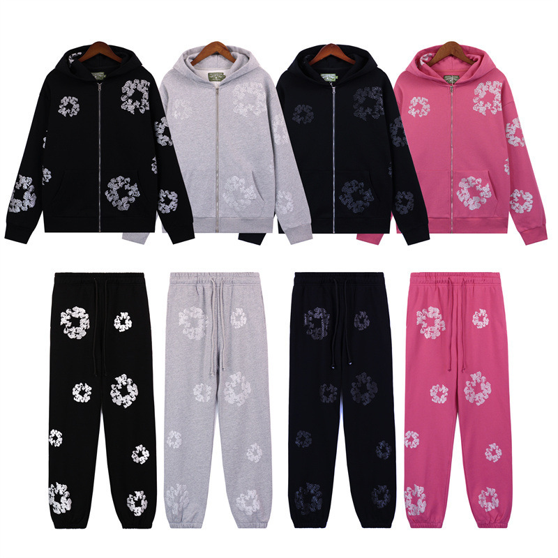 Cross-Border American Trendy Brand Main Line Kapok Sweatshirt Cashmere Lo Shui Cotton Ring Zipper Loose Casual Hoodie