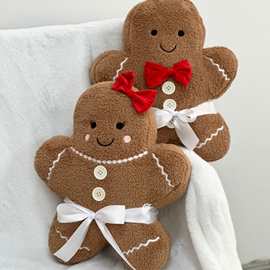 跨境新款Gingerbread Boy & Girl Christmas pillow毛绒玩偶抱枕