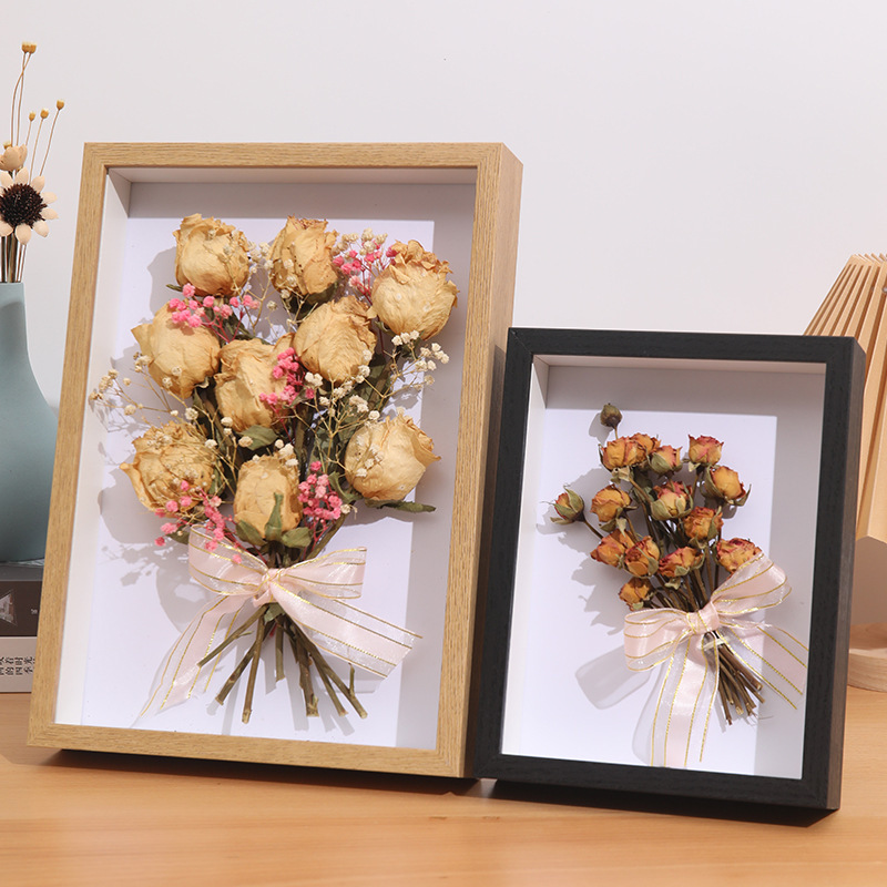 Hollow Photo Frame Wooden Photo Frame 3cm Plant Butterfly Specimen Frame DIY Immortal Flower Dried Flower Photo Frame Table Frame