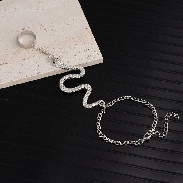L397-2 Silver Snake Mitten Bracelet