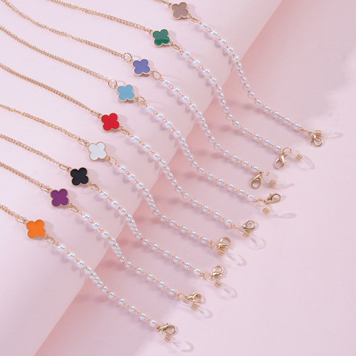 Ins glasses chain necklace for neck anti-lost strap four-leaf clover long chain children's mask strap 74cm
