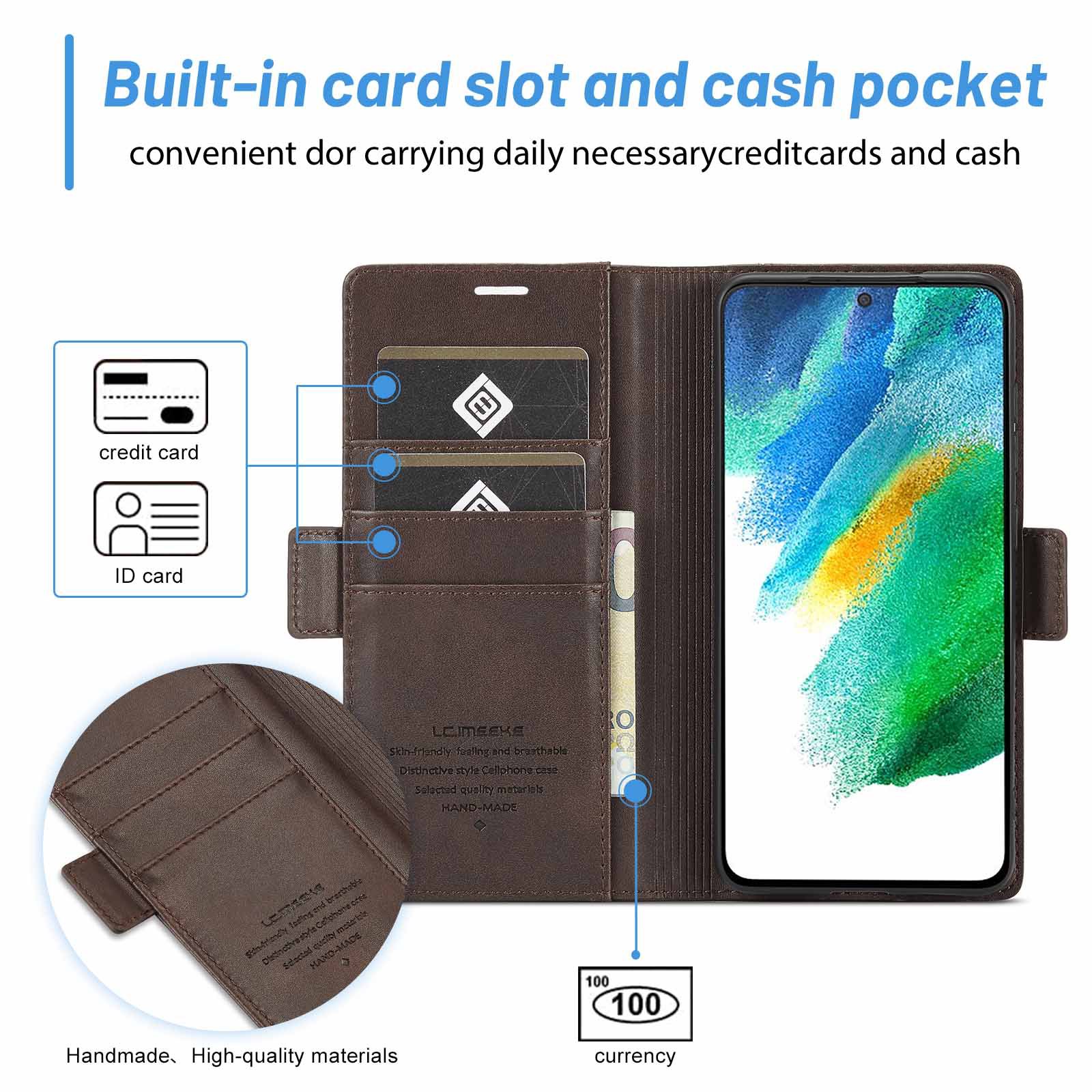 Suitable for Samsung S8/9/10 magnetic buckle phone S20 flip cover S21 Ultra wallet leather S23 protective case S22_voghion.com