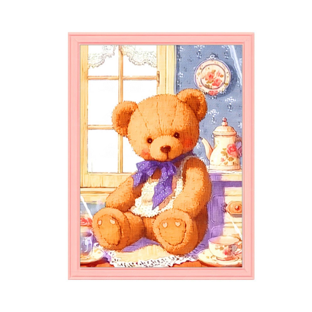Nuevo paquete de material cross-border diy pequeño oso lindo animal bordado a mano decoración de la habitación infantil image 5