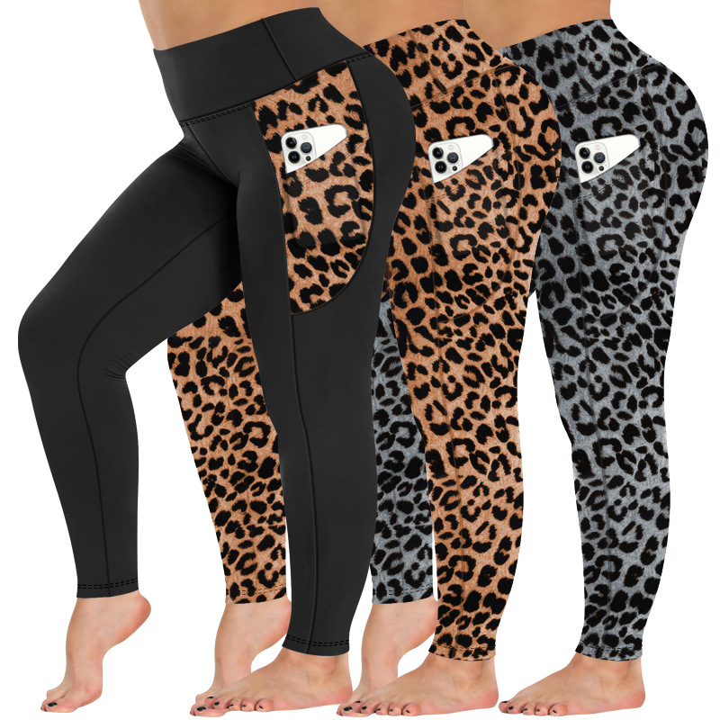 Cross-border plus size Yoga Pants European and American Leopard Print High Waist Sexy Running Sports Tight Pants Women's Hip-lifting and Sweat-wicking Leggings
