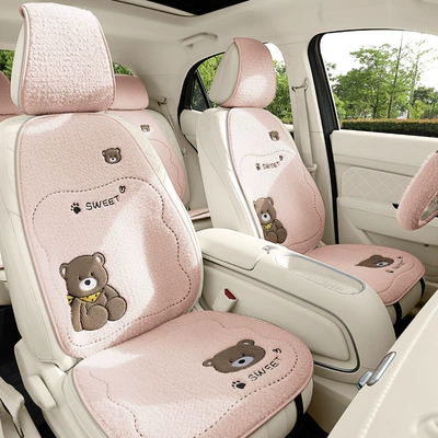 Wool pad | Winter Warm Car Interior - zxs-cc-08-sakura-pink-single-seat