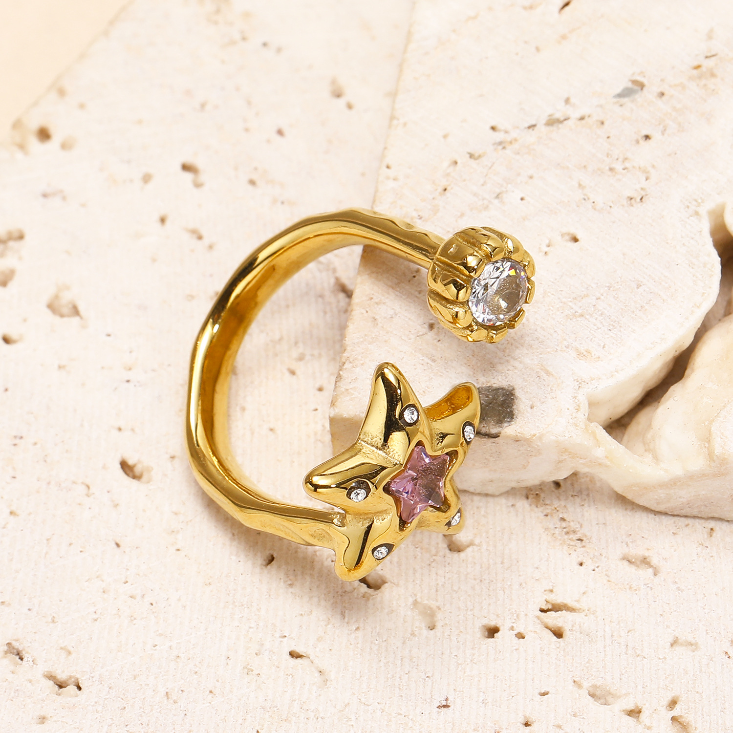 12g Weight Real Gold Plated Plating Material Open Rings Classification One Size Ring Size 1 Piece Quantity Daily Occasion 304 Stainless Steel Material Star Pattern Women's Gender Simple Style Style Waterproof Non Tarnish Craft Real Gold Plated Star 304 Stainless Steel Simple Style Waterproof Non Tarnish Open Rings 5