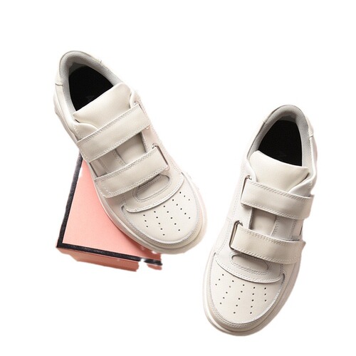  new style Ouyang Nana's favorite smiley face genuine leather thick-soled Velcro white sneakers for women, versatile trendy spring and autumn shoes