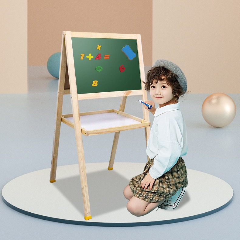 Tablero de dibujo del bebé de los niños de doble cara magnética pequeña pizarra ajustable soporte de caballete pintura del hogar tablero de escritura de graffiti