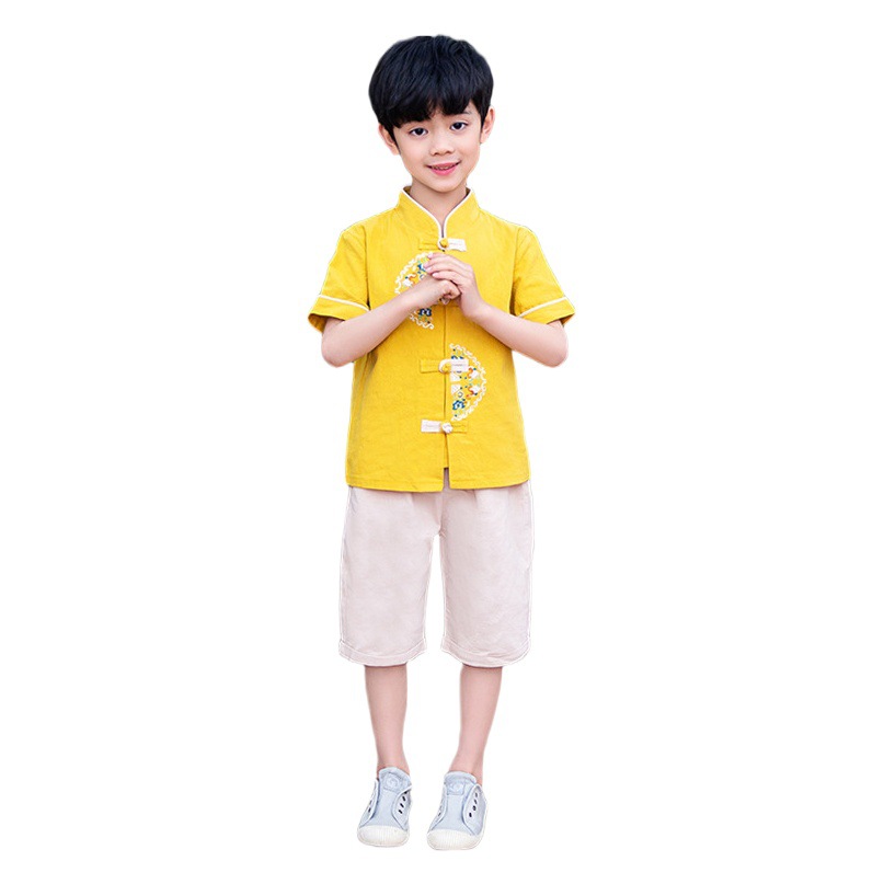 Children's Hanfu Suit Boy's Chinese Style Tang Suit Little Boy's Summer Ethnic Costume Baby's Chinese Style Improved Ancient Costume