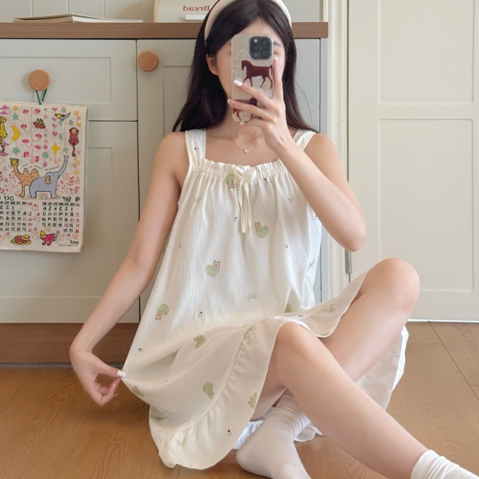Pijama casual mujer suelta vestido largo 2026 nuevo pijama mujer adorable ropa de casa vestido de verano al por mayor