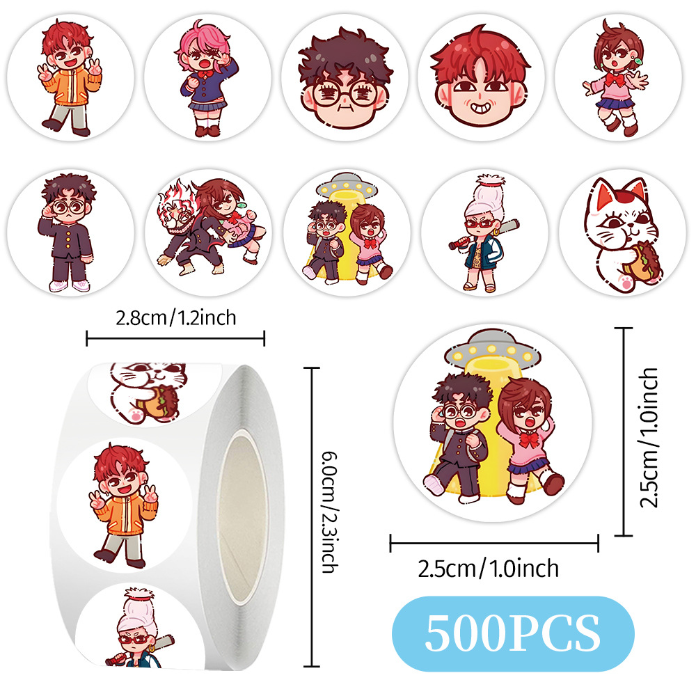 Cien tipos de dibujos animados pegatinas de animales rollo de recompensas para niños materiales didiy papelería cuaderno cinta adhesiva decoración