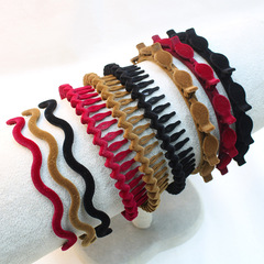 秋冬款植絨發箍百搭波浪防碎發頭箍壓發無痕女生洗漱專用頭飾髮飾