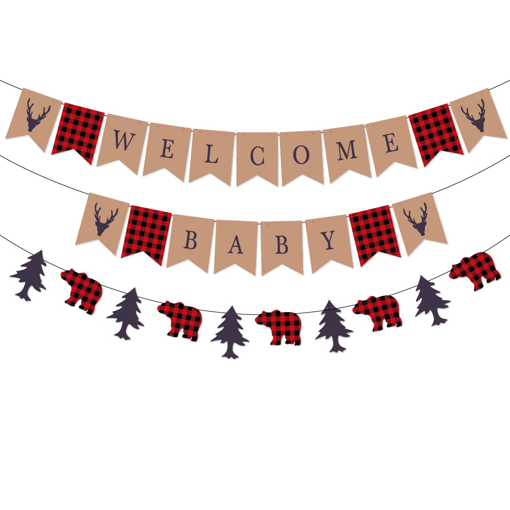 Nuevo bebé cumpleaños decoración tire bandera selva registro bienvenida bebé fiesta decoración bienvenida bebé tire bandera