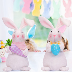 跨境新品復活節兔子公仔抱蘿蔔彩蛋可愛毛絨玩偶桌面擺件節日禮物