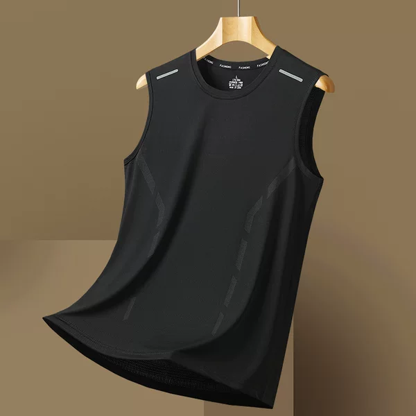 Summer Thin Sleeveless T-Shirt Men's Vest Loose Quick-Drying Running Sports Top Breathable
