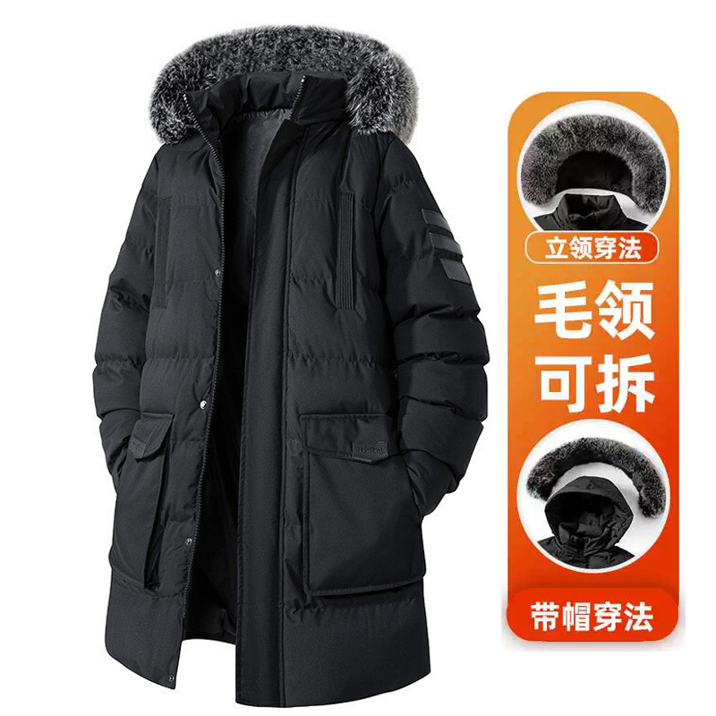 Transfronterizo super-grande plumón de algodón de moda masculina suelta con capuzas de algodón desmontable gorra de cuello de altura chaqueta de algodón gruesa chaqueta