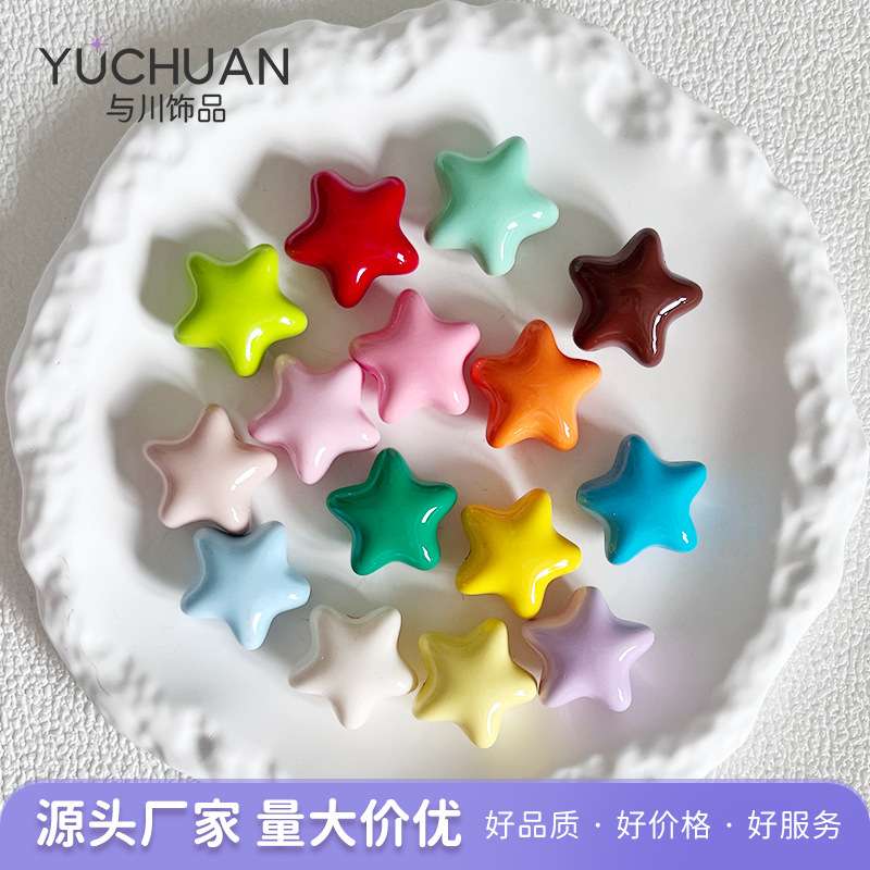 Painted Chubby Large Five-Pointed Star Beads DIY Handmade Bracelet Necklace Pendant Jewelry Materials Accessories Painted Chubby Large Five-Pointed Star Beads DIY Handmade Bracelet Necklace Pendant Jewelry Materials Accessories