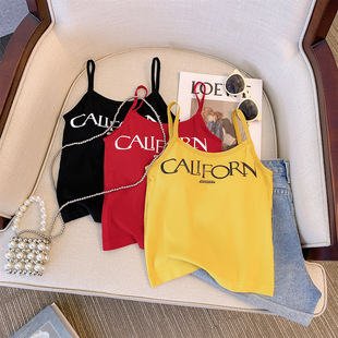 2038# New American Retro Camisole Letter Printing with Chest Pad Sweet Spice Girls Slim Fit Pure Desire Top Women