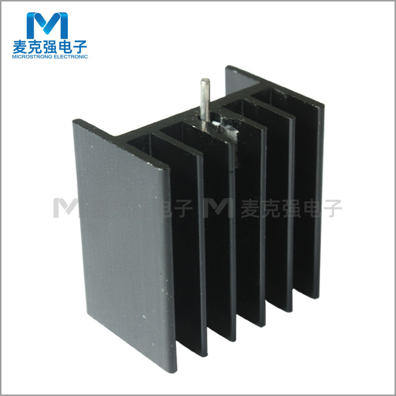 铝散热器23*16*25mm单针单孔孔距18.5 黑色/银色 散热片MOS管用
