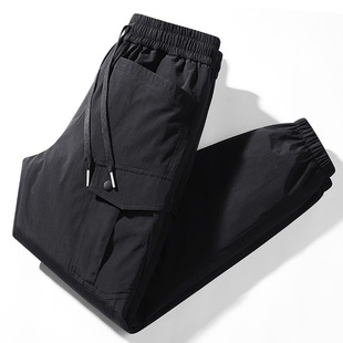 Winter 2024 New Warm 90 Duck Down Pants Men's Loose Casual Straight All-match Sports Leg Trousers