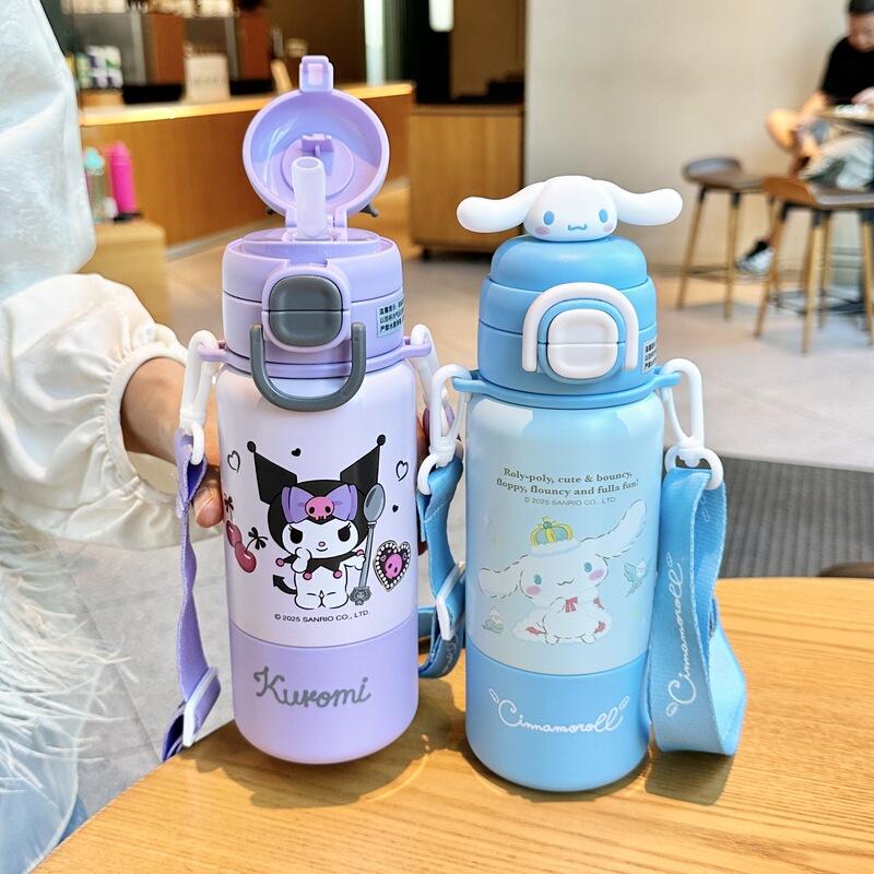 库洛米儿童保温杯可爱女孩上学专用316不锈钢水杯小学生双饮杯子|undefined