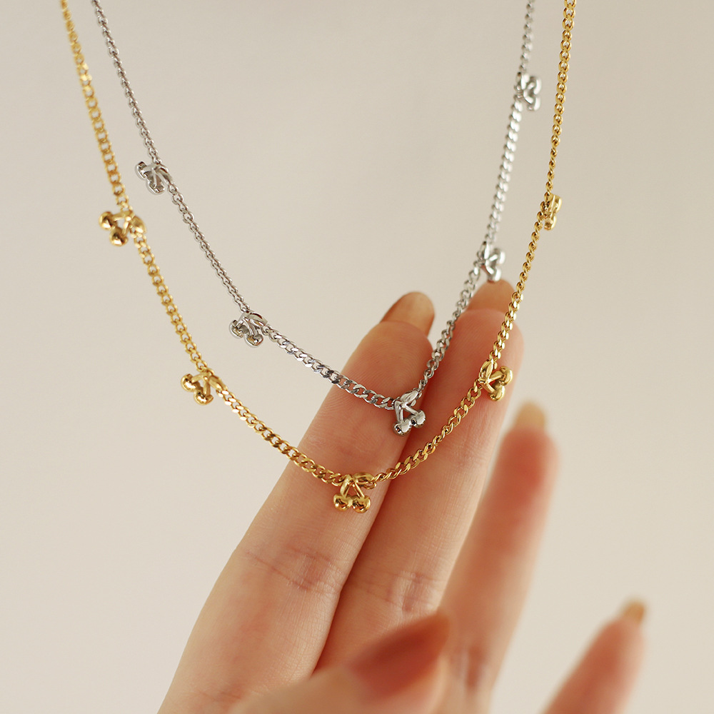 Stainless Steel Fruit Cherry Pendant Necklace